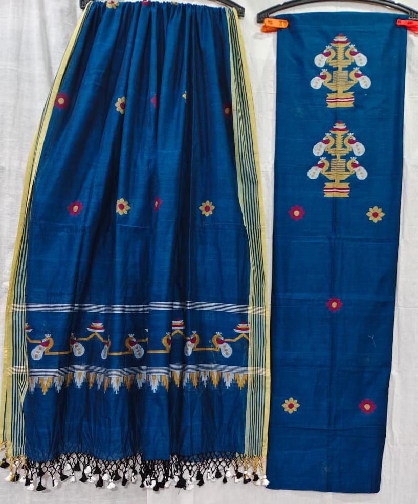 Blue Cotton Jamdani Suit