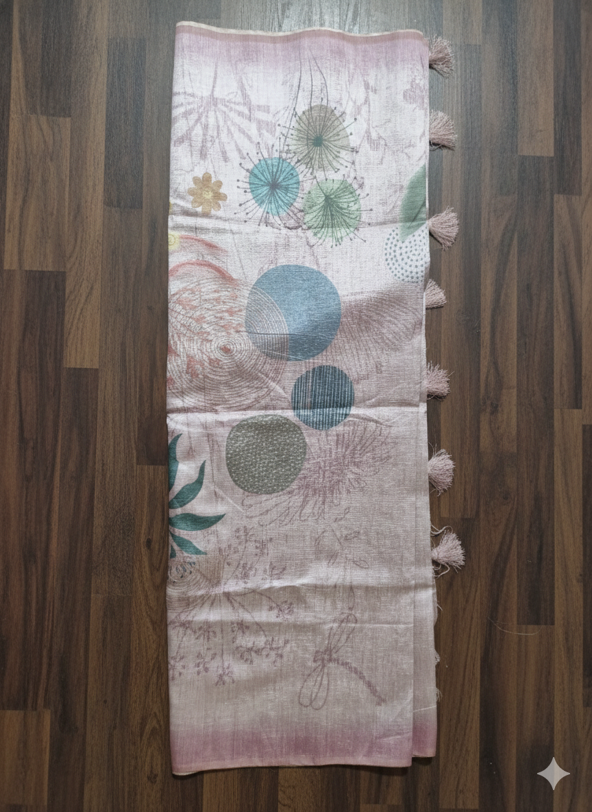 Pastel Pink Tissue Saree | Elegant Soft Tissue Saree | Festive Lightweight Saree Online