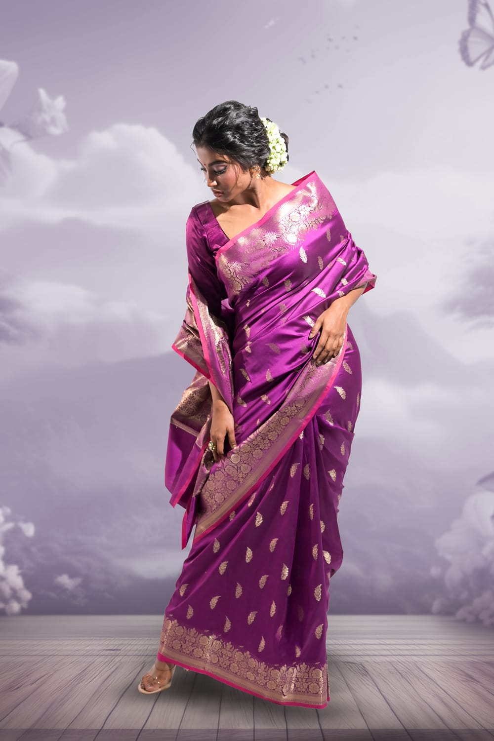 Banarasi Katan Patti Booti Saree | Traditional Silk