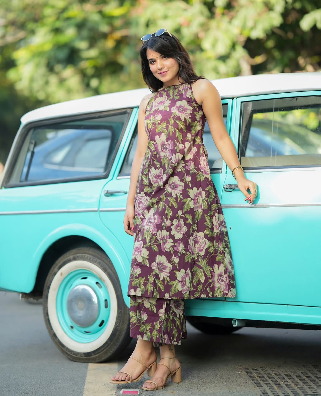 Floral Cotton Kurti Palazzo Co-Ord Set A-Line with Pockets | Summer Wear | Samkri House