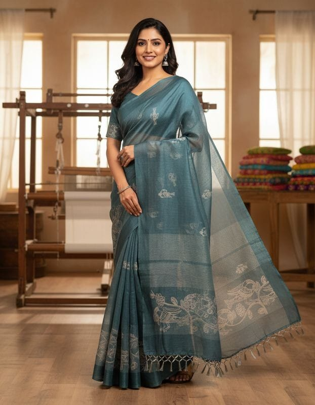 Green Chanderi Sarees