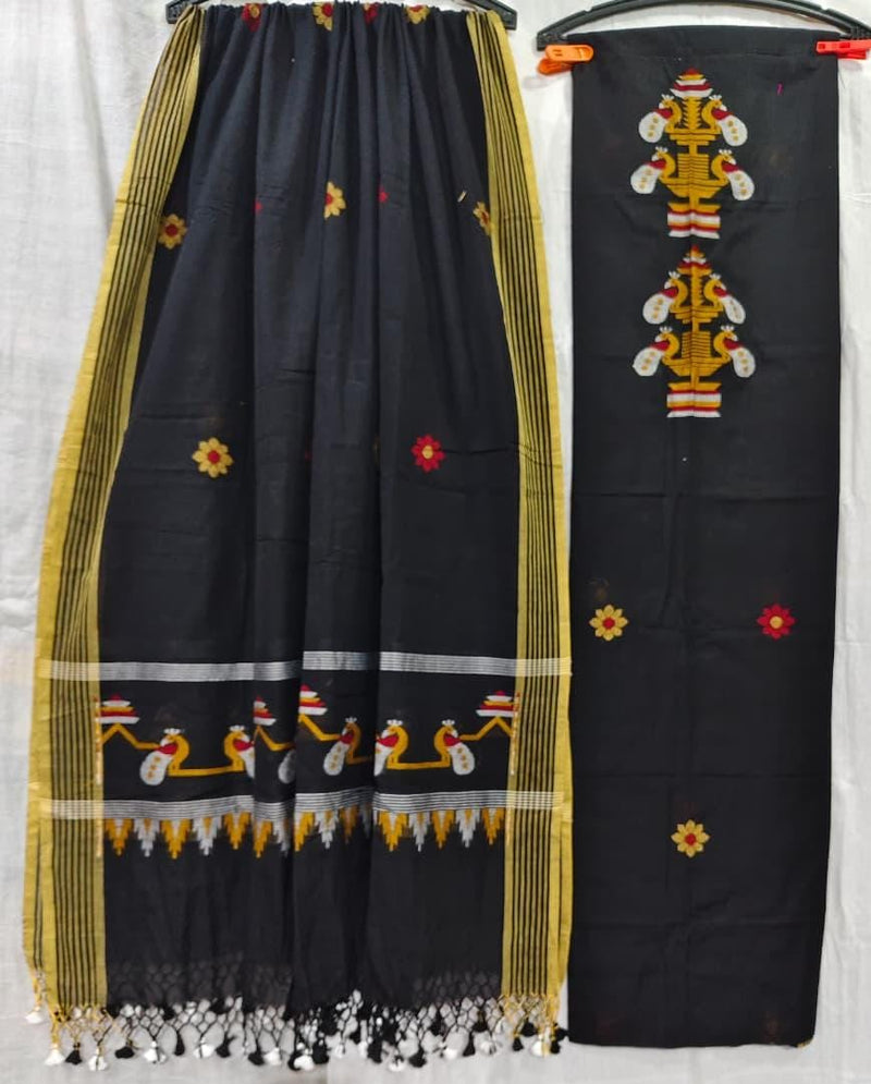 Black Cotton Jamdani Suit