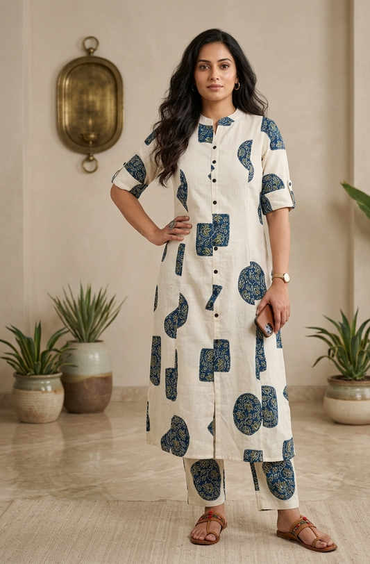 Cotton Kurti Palazzo Co-Ord Set A-Line | Pure Cotton Summer Wear | Samkri House