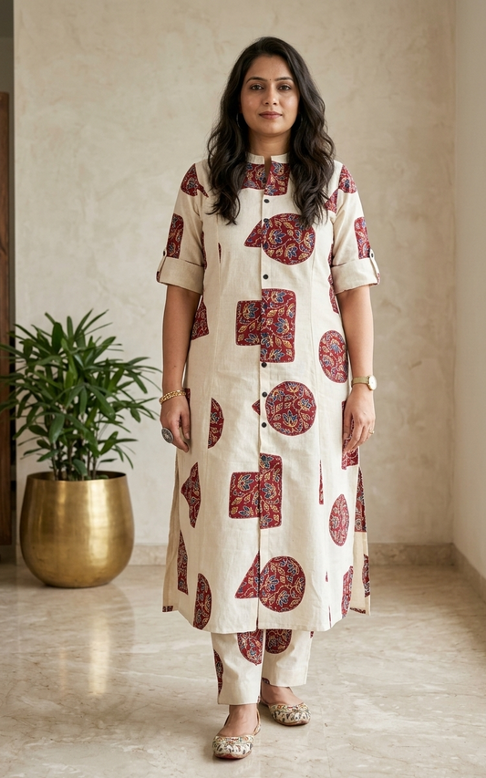 Cotton Kurti Palazzo Co-Ord Set A-Line | Pure Cotton Summer Wear | Samkri House