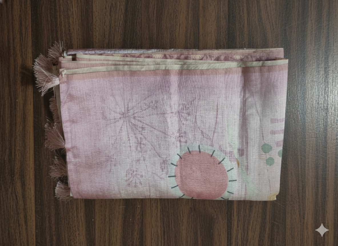 Pastel Pink Tissue Saree | Elegant Soft Tissue Saree | Festive Lightweight Saree Online