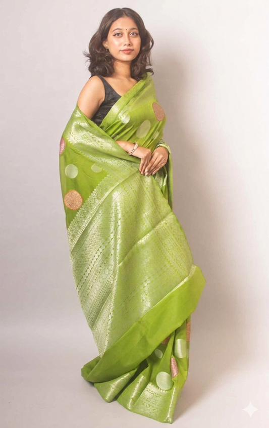Pure Georgette Banarasi Meenadar Gola Boota Saree Online