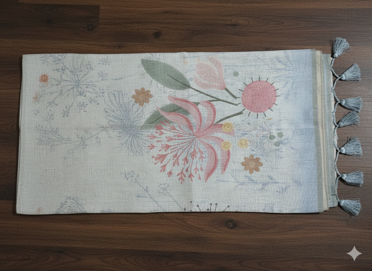 Pastel Blue Tissue Saree | Soft Tissue Shimmer Saree | Elegant Festive Wear Saree Online