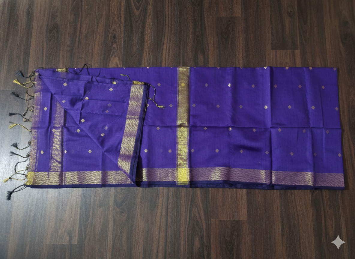 Navy Blue Cotton Silk Saree | Elegant Soft Cotton Silk Saree for All Occasions