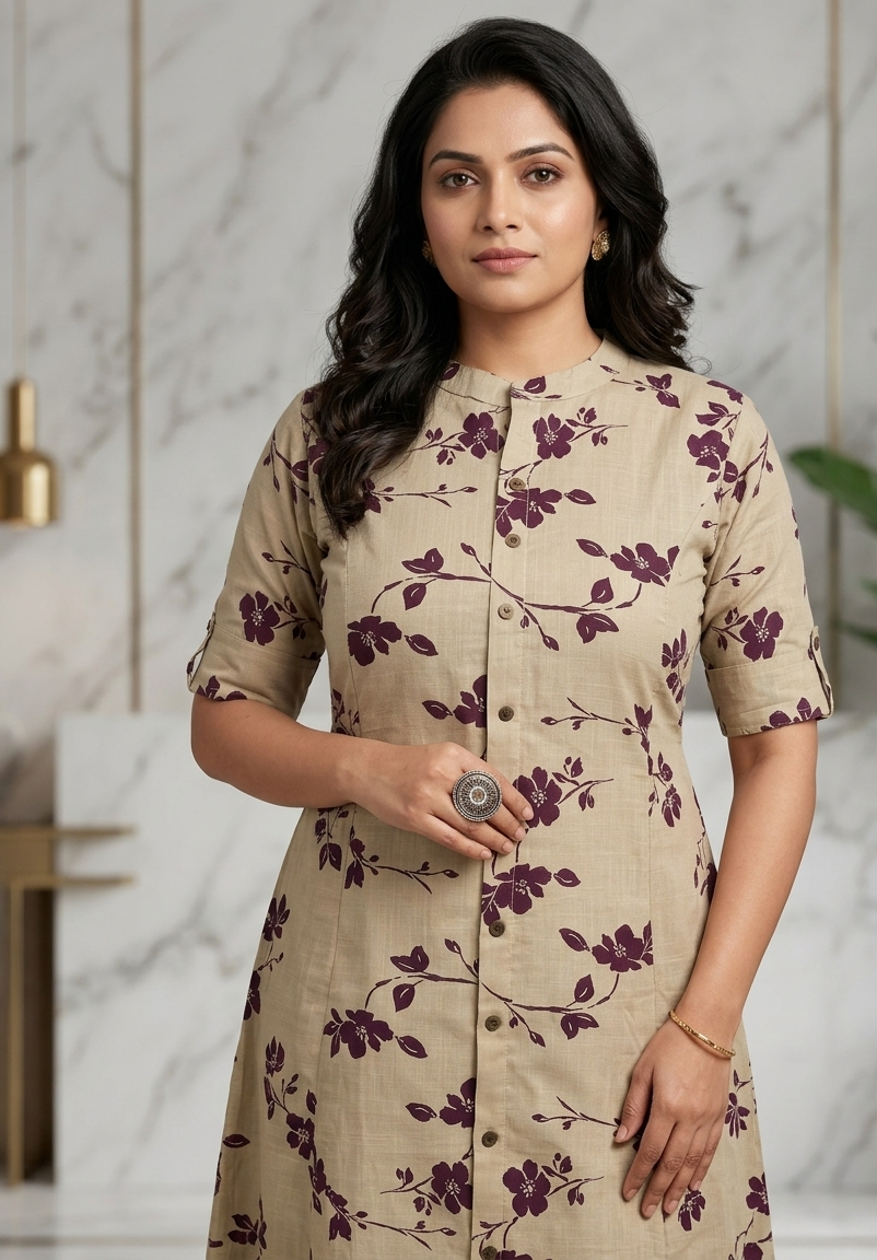 Floral Cotton Co-Ord Set A-Line Kurti with Pant | Summer Wear | Samkri House