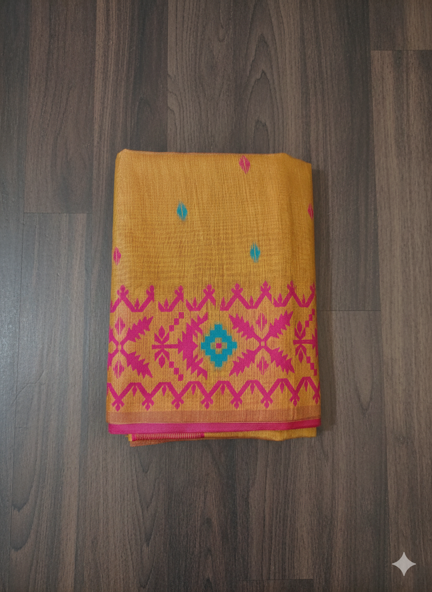 Orange Silk Jamdani Saree | Handwoven Jamdani | Premium Traditional Silk Saree Online
