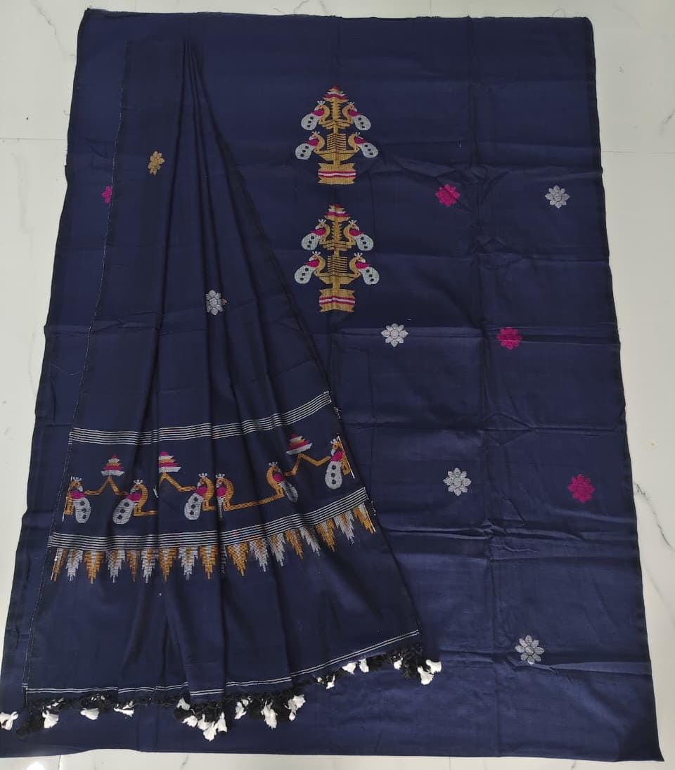 Navy Blue Cotton Jamdani Suit