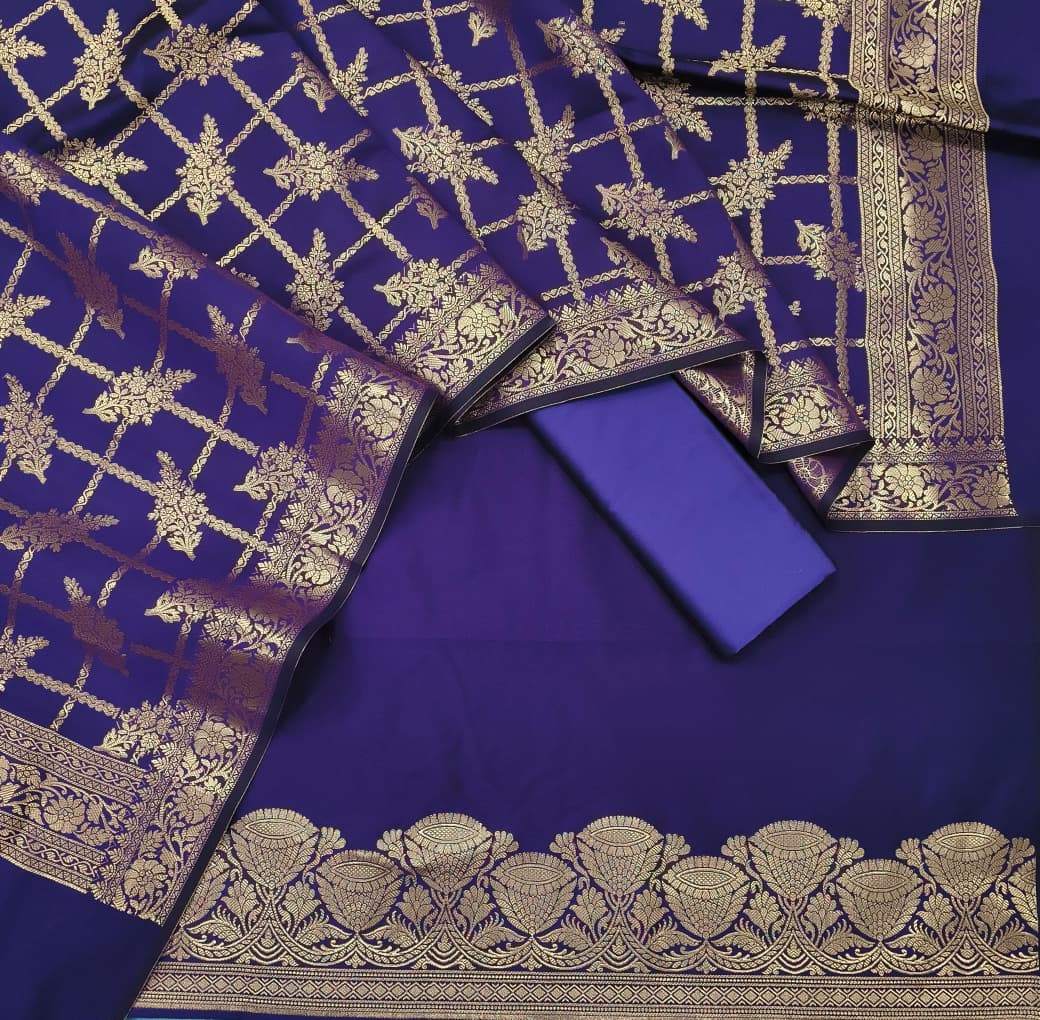 Banarasi Unstitched Salwar Kameez with Katan Silk Zari