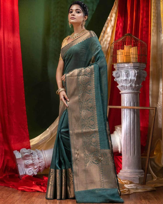 Pure Linen Saree with Ikkat Border | Lightweight Ethnic