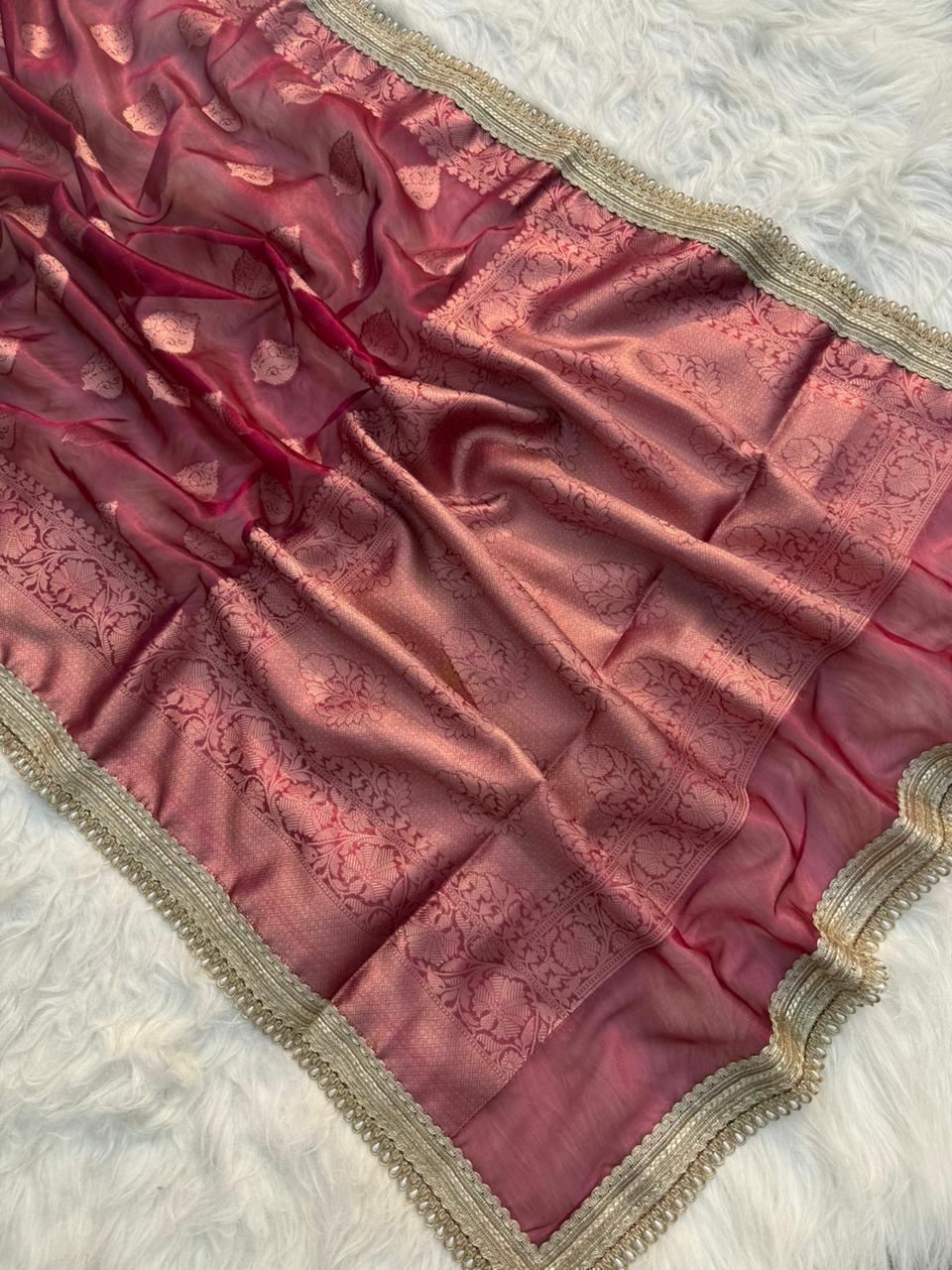 Maroon Banarasi Tissue Saree | Elegant Festive Silk Saree