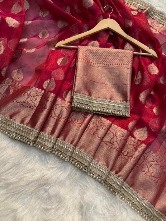 Red Banarasi Tissue Saree | Elegant Festive Silk Saree