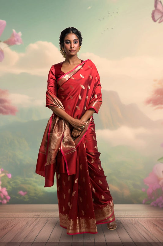 Banarasi Katan Patti Booti Saree | Traditional Silk