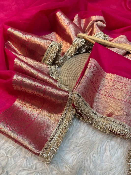 Red Banarasi Tissue Saree | Elegant Festive Silk Saree