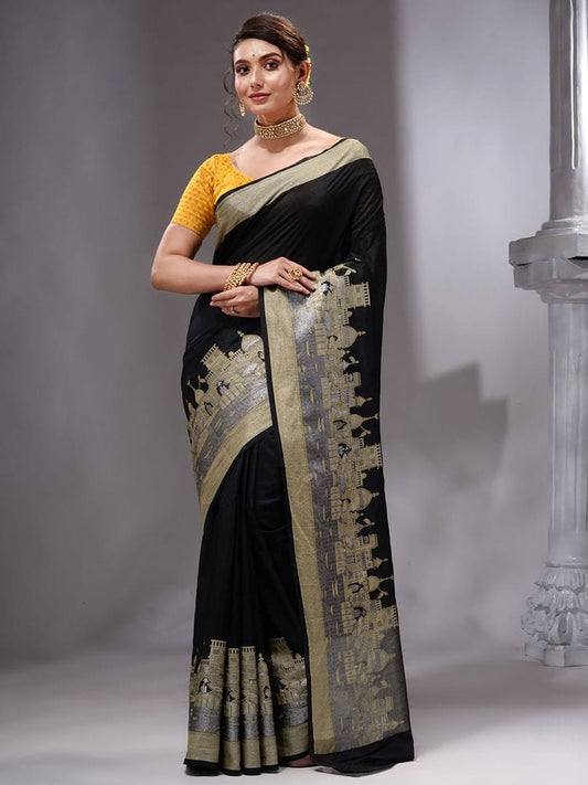 Banarasi Warm Silk Saree with Traditional Ghat Design