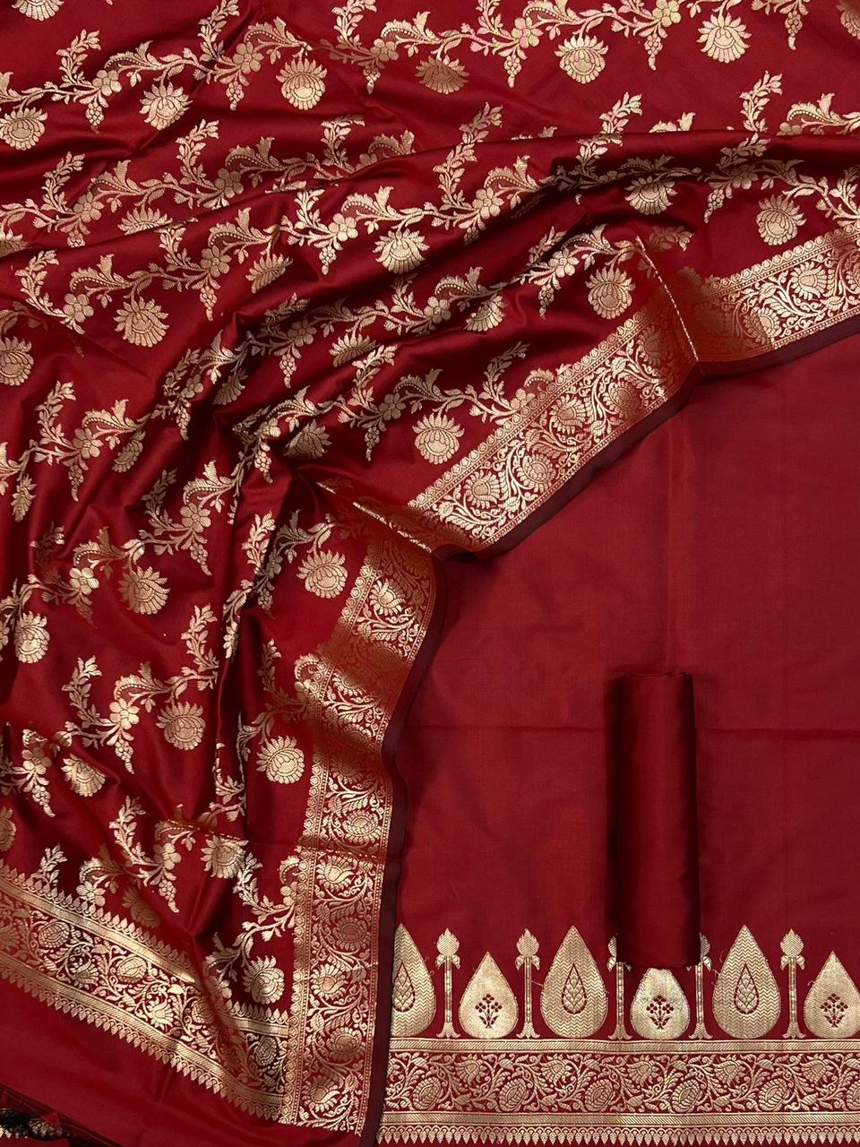 Red fabric with gold embroidery