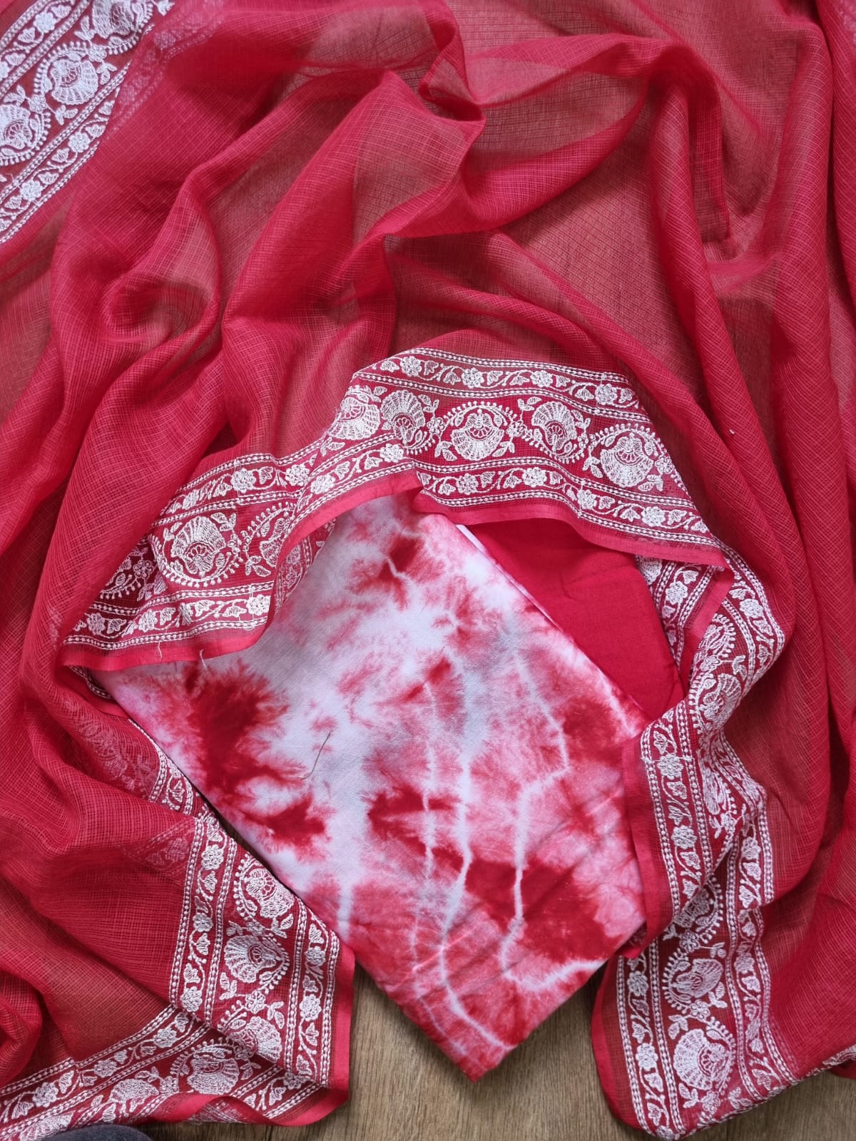 Banarasi Mercerized Chiniya Unstitched Suit with Embroidered Dupatta