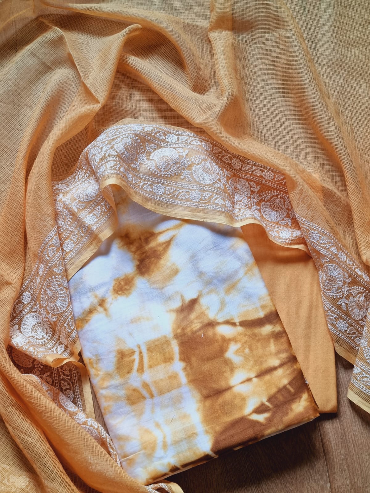 Banarasi Mercerized Chiniya Unstitched Suit with Embroidered Dupatta