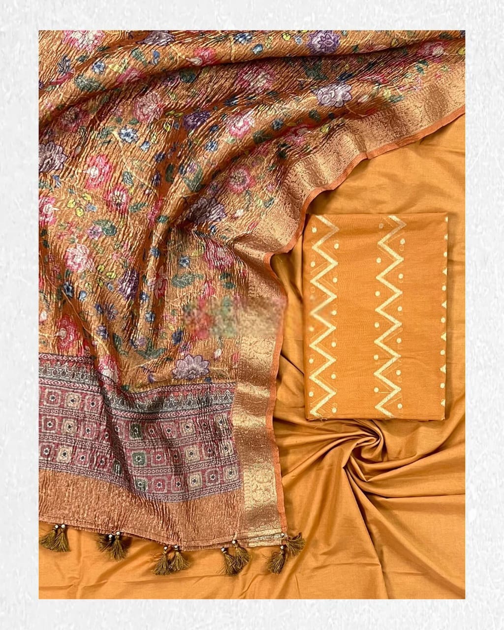 Banarasi Mercerised Silk Salwar Kameez with Tissue Silk Dupatta