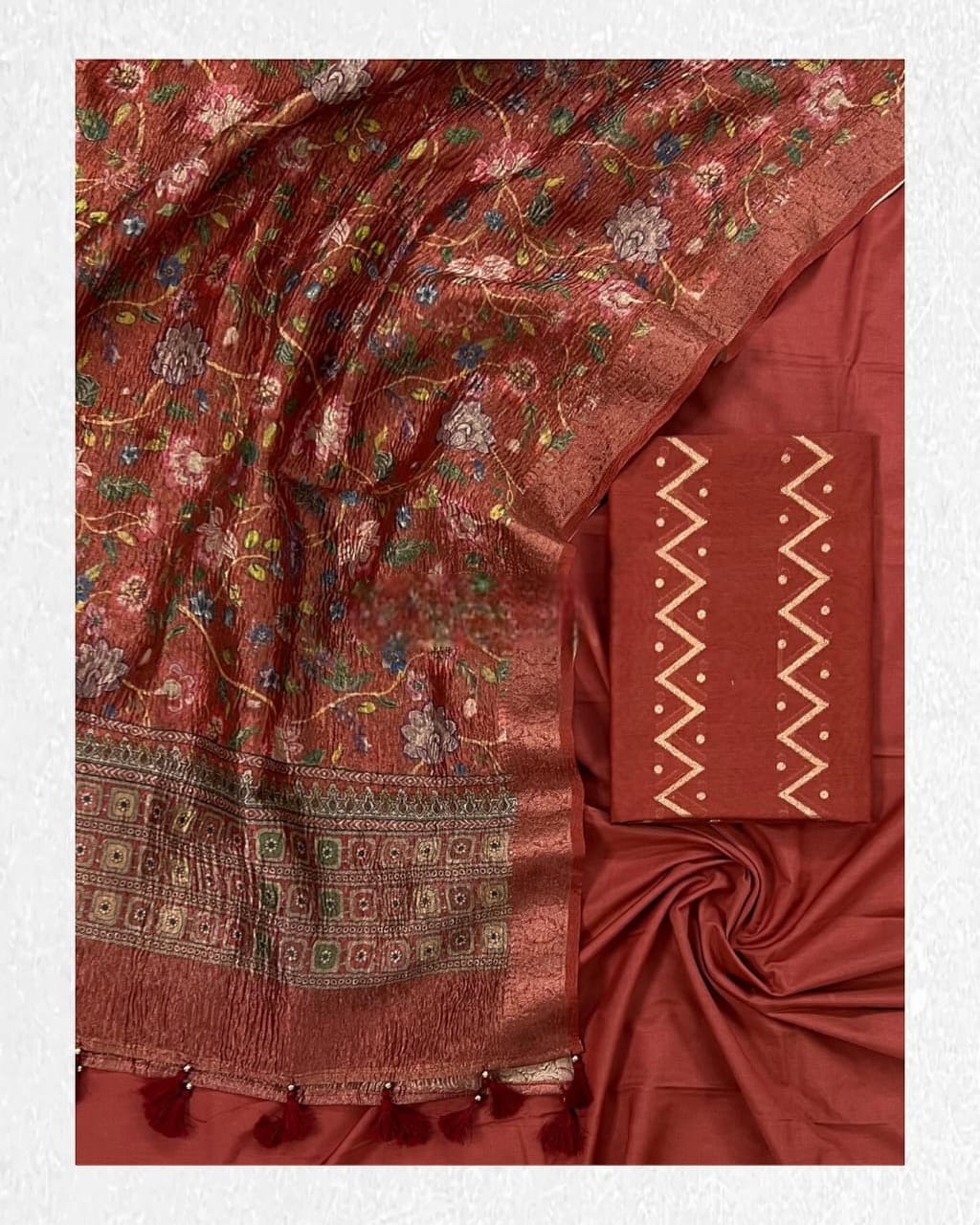 Banarasi Mercerised Silk Salwar Kameez with Tissue Silk Dupatta