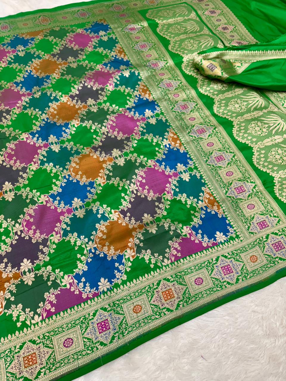 Banarasi Katan Handloom Rangkart Pure Silk Saree | Authentic Banaras Weave