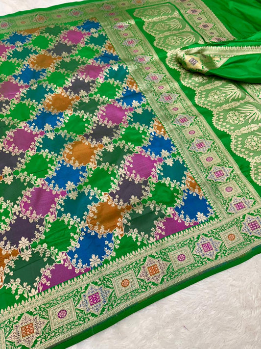 Banarasi Katan Handloom Rangkart Pure Silk Saree | Authentic Banaras Weave