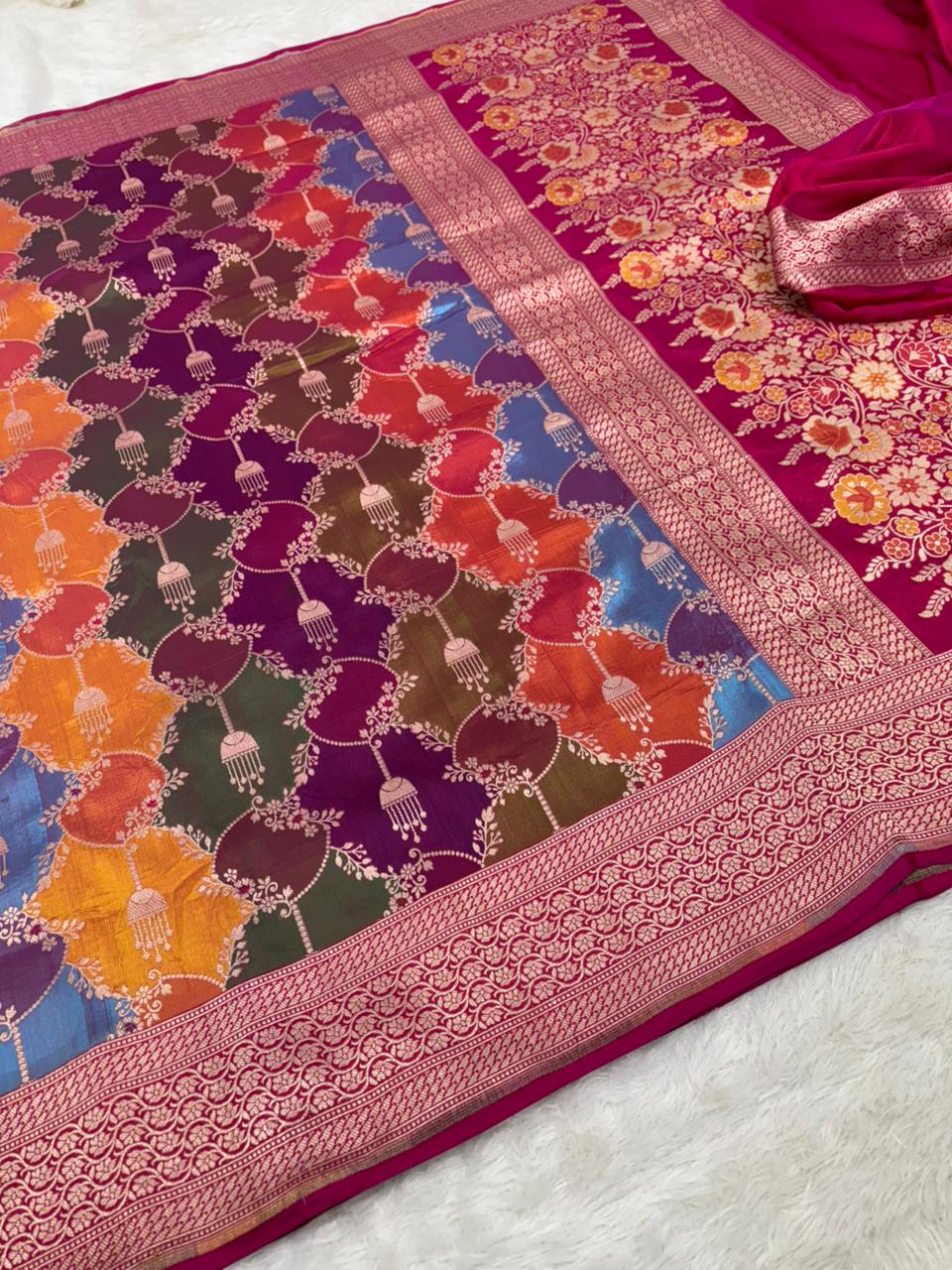 Banarasi Katan Handloom Rangkart Pure Silk Saree | Authentic Banaras Weave