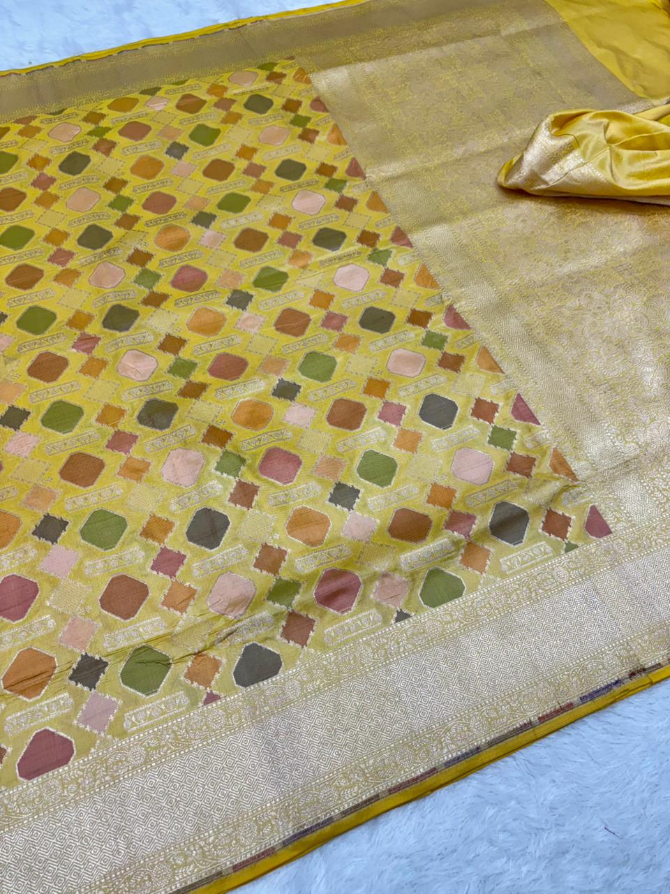 Banarasi Katan Handloom Rangkart Pure Silk Saree | Authentic Banaras Weave