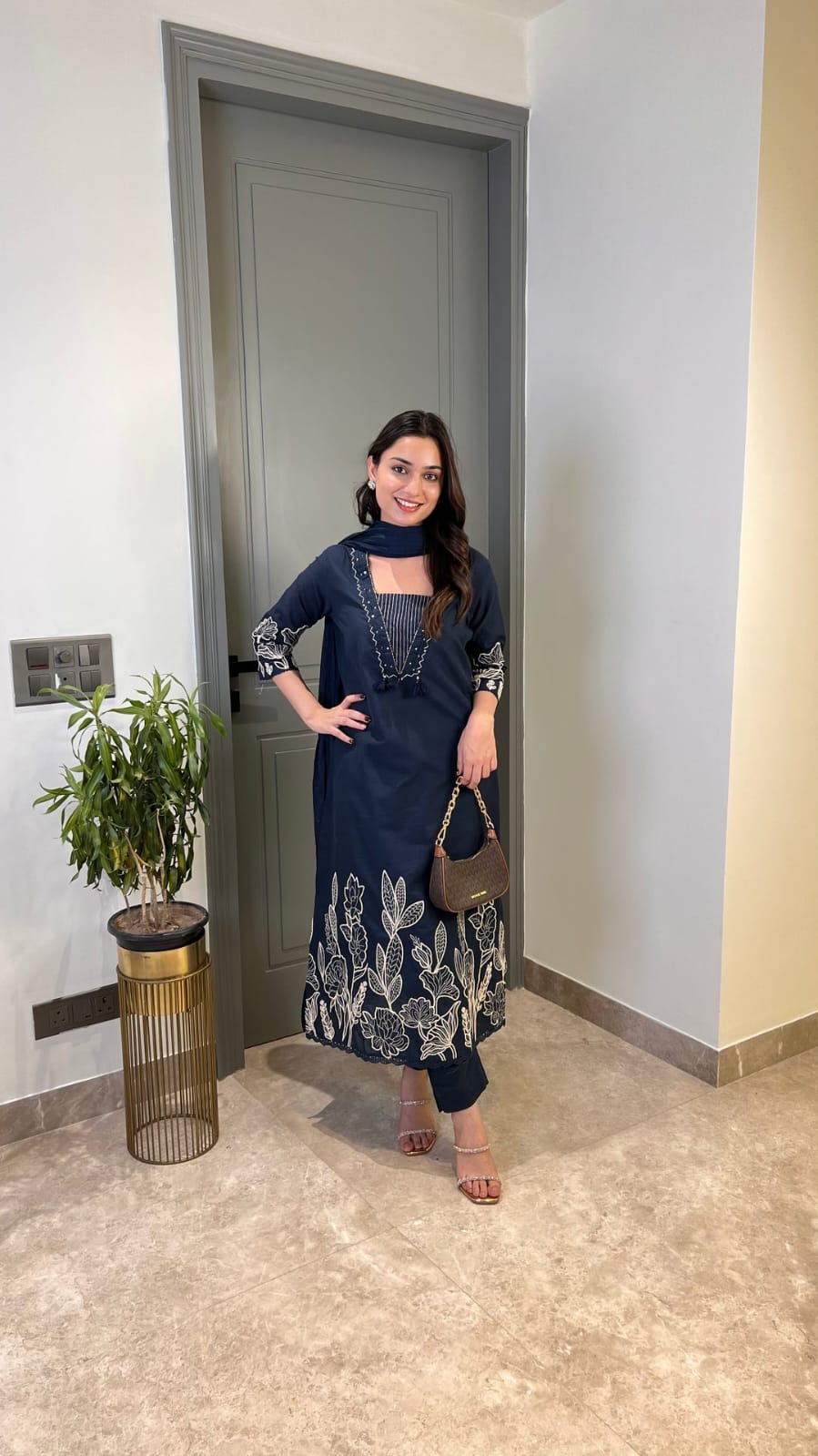 Pure Cotton Suit Set with Full Embroidery Kurta, Pant & Embroidered Dupatta | Samkri House