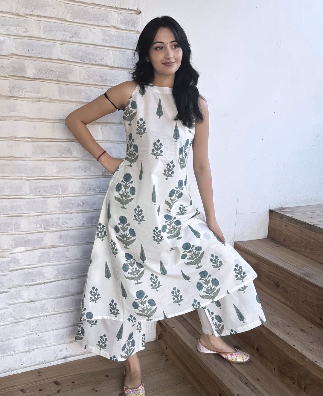 Floral Cotton Kurti Palazzo Co-Ord Set A-Line with Pockets | Summer Wear | Samkri House